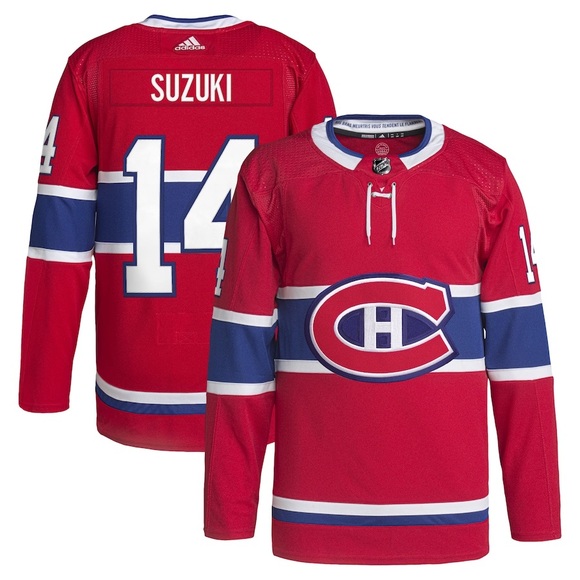 Nick Suzuki Montreal Canadiens adidas Home Primegreen Authentic Jersey - Red - Picture 7 of 7